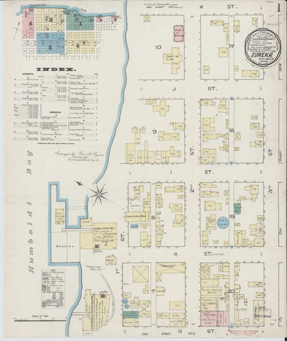 Sanborn Fire Insurance Map from Eureka, Humboldt County, California (1886), Sheet #0001 - Complete Map Set gallery image, historic Sanborn map, vintage wall art, California California