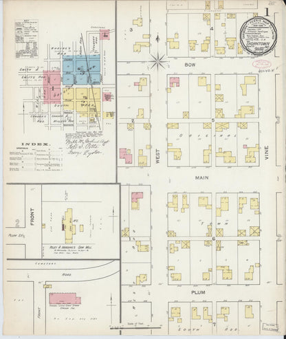 Sanborn Fire Insurance Map from Thorntown, Boone County, Indiana (1892), Sheet #0001 - Historic Sanborn Fire Insurance Map Print, vintage old map wall art, antique decor, genealogy gift, Indiana Indiana map