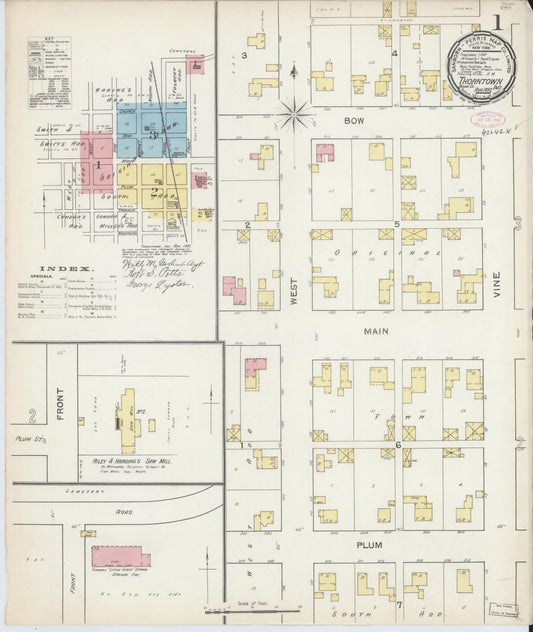 Sanborn Fire Insurance Map from Thorntown, Boone County, Indiana (1892), Sheet #0001 - Historic Sanborn Fire Insurance Map Print, vintage old map wall art, antique decor, genealogy gift, Indiana Indiana map