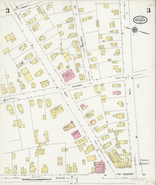 Sanborn Fire Insurance Map from Nunda, Livingston County, New York (1924), Sheet #0003 - Historic Sanborn Fire Insurance Map Print, vintage old map wall art, antique decor, genealogy gift, New York New York map
