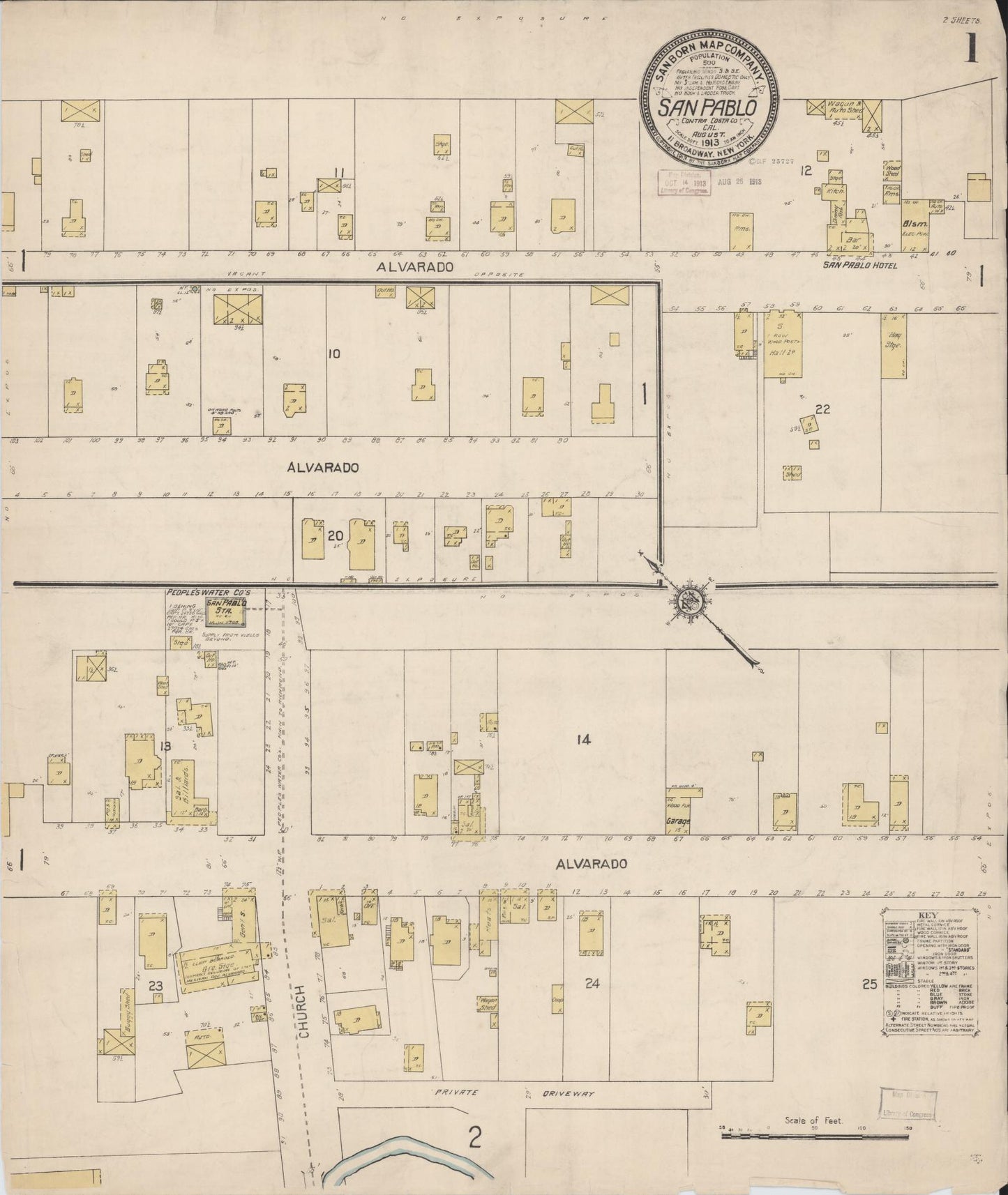 Sanborn Fire Insurance Map from San Pablo, Contra Casta County, California (1913), Sheet #0001 - Complete Map Set gallery image, historic Sanborn map, vintage wall art, California California