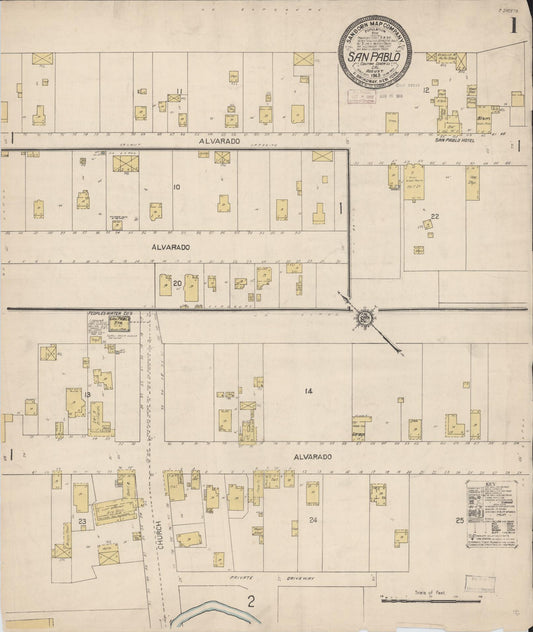 Sanborn Fire Insurance Map from San Pablo, Contra Casta County, California (1913), Sheet #0001 - Complete Map Set gallery image, historic Sanborn map, vintage wall art, California California