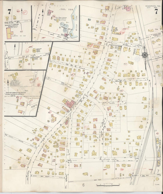 Sanborn Fire Insurance Map from Henderson, Rusk County, Texas (1949), Sheet #0007 - Historic Sanborn Fire Insurance Map Print, vintage old map wall art, antique decor, genealogy gift, Texas Texas map