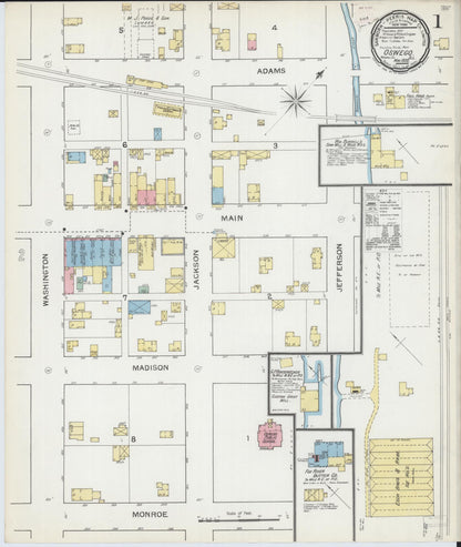 Sanborn Fire Insurance Map from Oswego, Kendall County, Illinois (1892), Sheet #0001 - Historic Sanborn Fire Insurance Map Print, vintage old map wall art, antique decor, genealogy gift, Illinois Illinois map