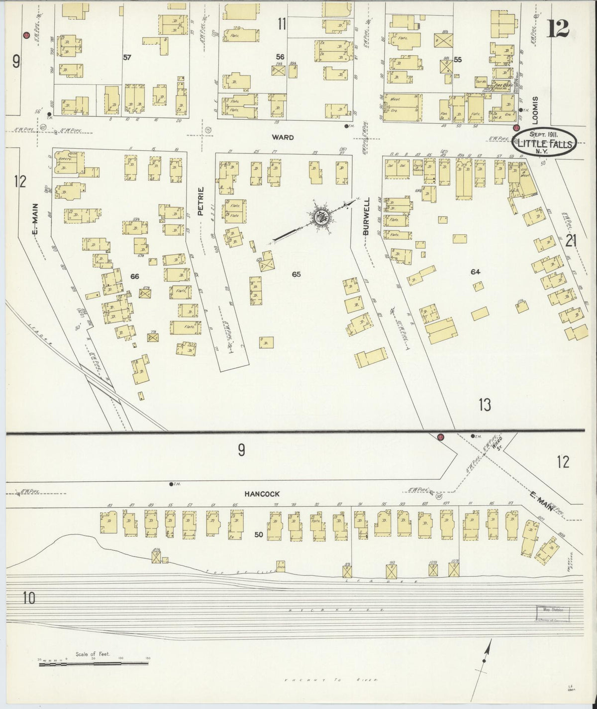 Sanborn Fire Insurance Map from Little Falls, Herkimer County, New York (1911), Sheet #0012 - Complete Map Set gallery image, historic Sanborn map, vintage wall art, New York New York