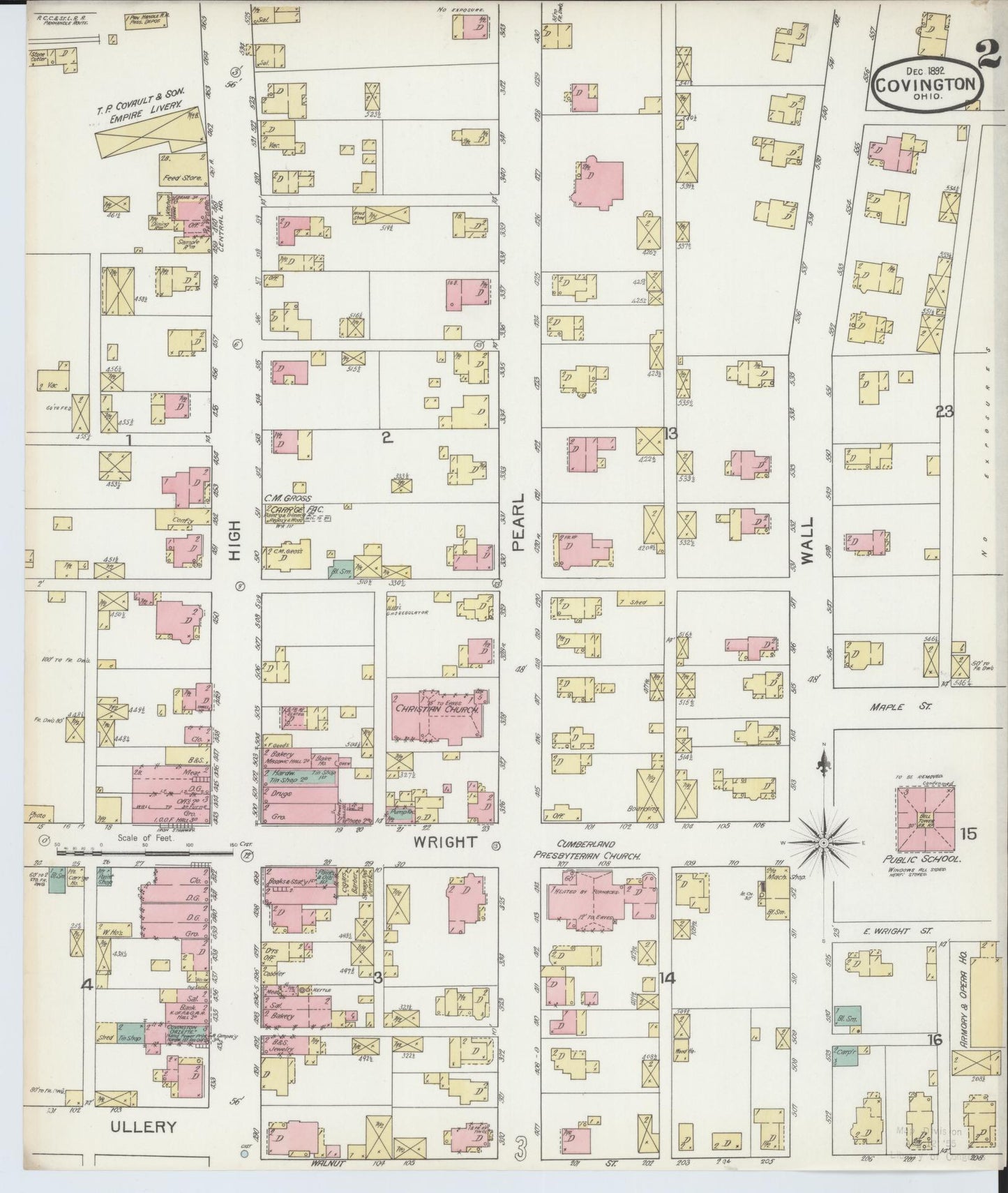 Sanborn Fire Insurance Map from Covington, Miami County, Ohio (1892), Sheet #0002 - Historic Sanborn Fire Insurance Map Print, vintage old map wall art, antique decor, genealogy gift, Ohio Ohio map