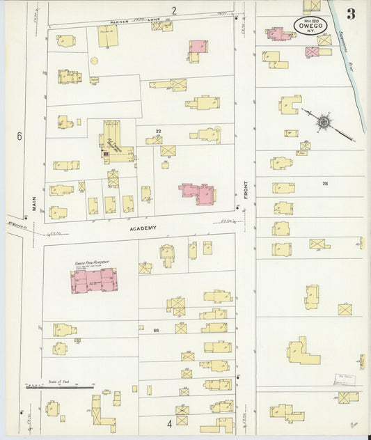 Sanborn Fire Insurance Map from Owego, Tioga County, New York (1910), Sheet #0003 - Historic Sanborn Fire Insurance Map Print, vintage old map wall art, antique decor, genealogy gift, New York New York map