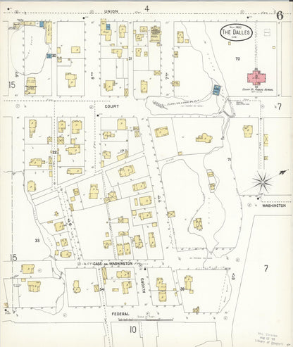 Sanborn Fire Insurance Map from The Dalles, Wasco County, Oregon (1900), Sheet #0006 - Complete Map Set gallery image, historic Sanborn map, vintage wall art, Oregon Oregon
