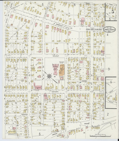 Sanborn Fire Insurance Map from Canal Dover, Tuscarawas County, Ohio (1914), Sheet #0005 - Complete Map Set gallery image, historic Sanborn map, vintage wall art, Ohio Ohio