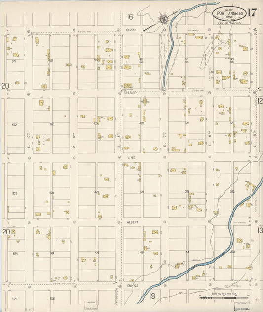 Sanborn Fire Insurance Map from Port Angeles, Clallam County, Washington (1917), Sheet #0017 - Historic Sanborn Fire Insurance Map Print, vintage old map wall art, antique decor, genealogy gift, Washington Washington map