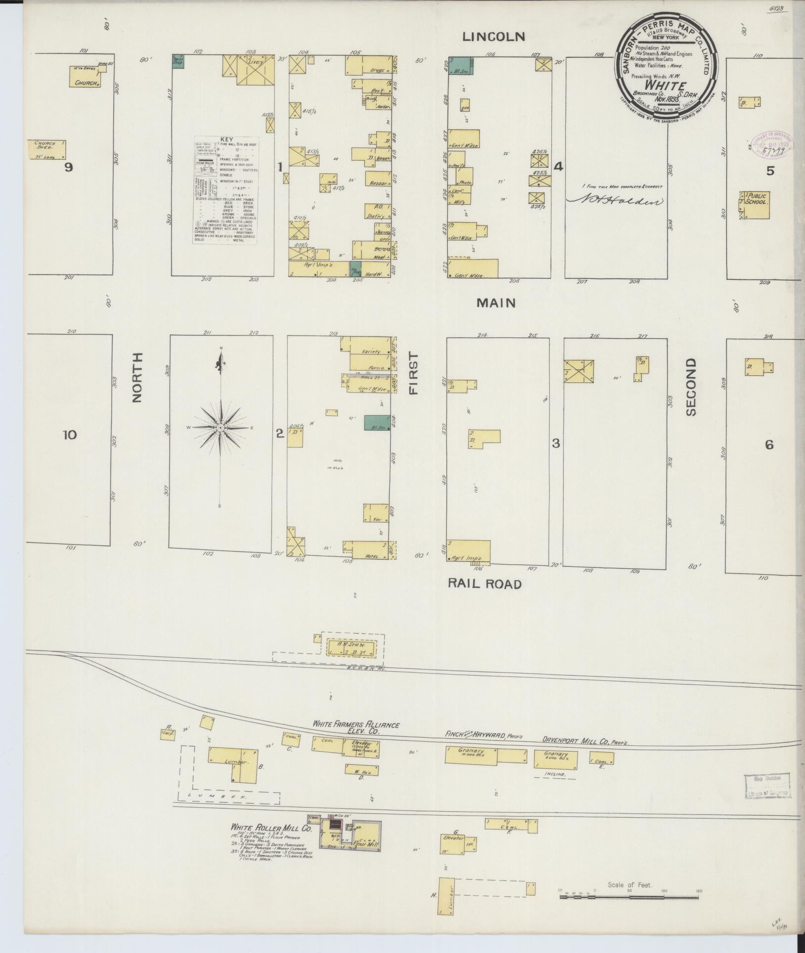 Sanborn Fire Insurance Map from White, Brookings County, South Dakota (1893), Sheet #0001 - Historic Sanborn Fire Insurance Map Print, vintage old map wall art, antique decor, genealogy gift, South Dakota South Dakota map