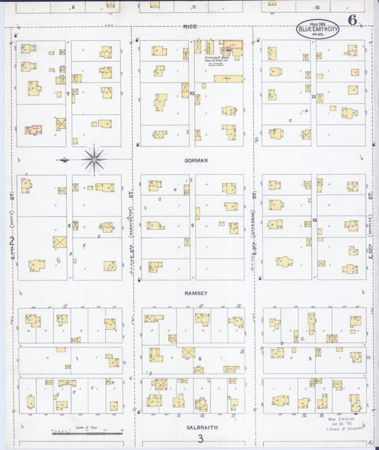 Sanborn Fire Insurance Map from Blue Earth, Faribault County, Minnesota (1905), Sheet #0006 - Historic Sanborn Fire Insurance Map Print, vintage old map wall art, antique decor, genealogy gift, Minnesota Minnesota map