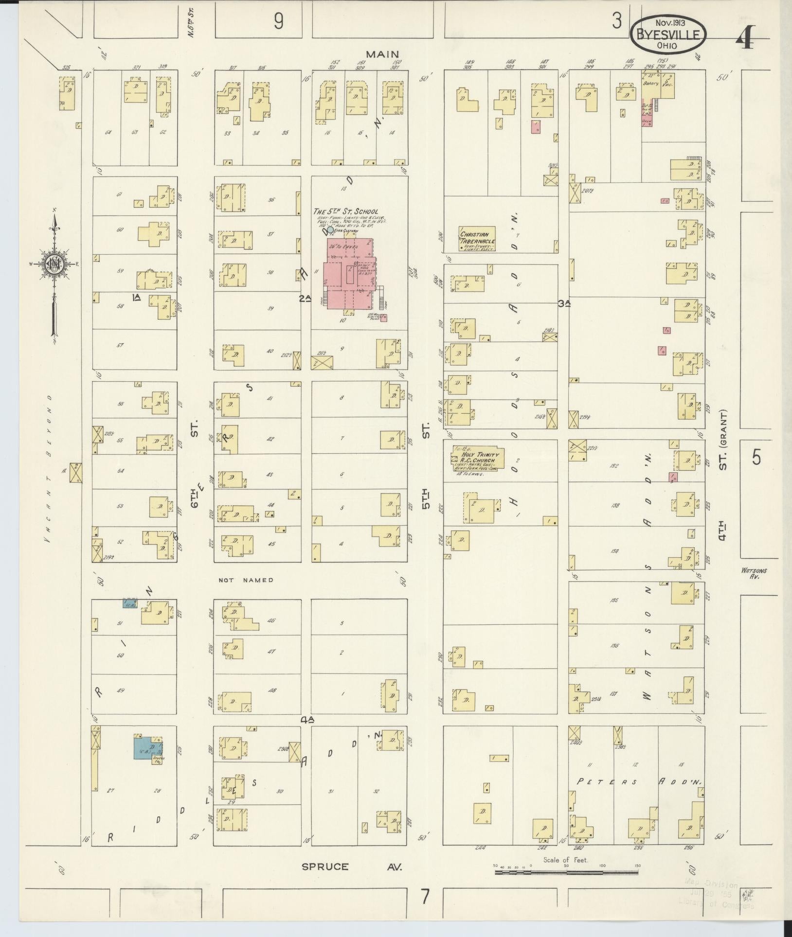 Sanborn Fire Insurance Map from Byesville, Guernsey County, Ohio (1913), Sheet #0004 - Complete Map Set gallery image, historic Sanborn map, vintage wall art, Ohio Ohio