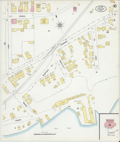 Sanborn Fire Insurance Map from Saco, York County, Maine (1901), Sheet #0006 - Complete Map Set gallery image, historic Sanborn map, vintage wall art, Maine Maine