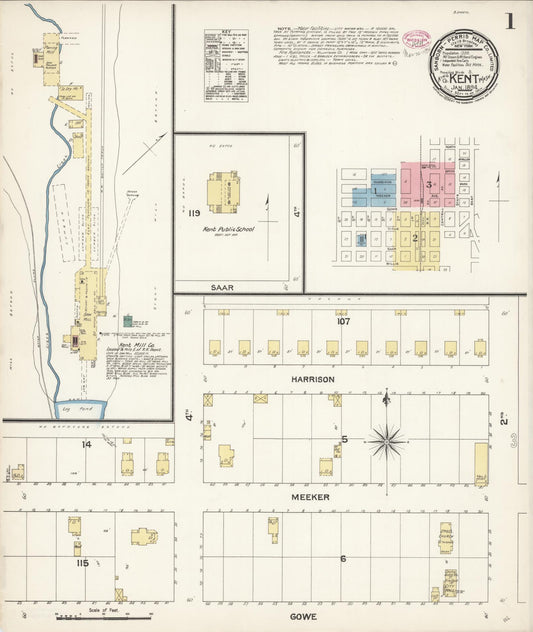 Sanborn Fire Insurance Map from Kent, King County, Washington (1894), Sheet #0001 - Complete Map Set gallery image, historic Sanborn map, vintage wall art, Washington Washington