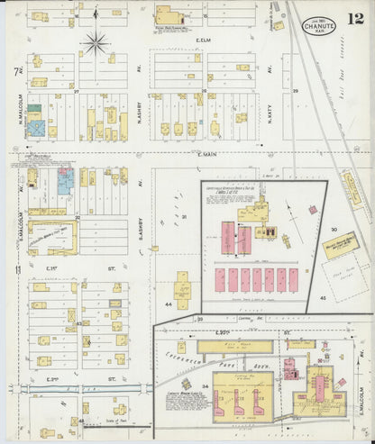 Sanborn Fire Insurance Map from Chanute, Neosho County, Kansas (1906), Sheet #0012 - Complete Map Set gallery image, historic Sanborn map, vintage wall art, Kansas Kansas