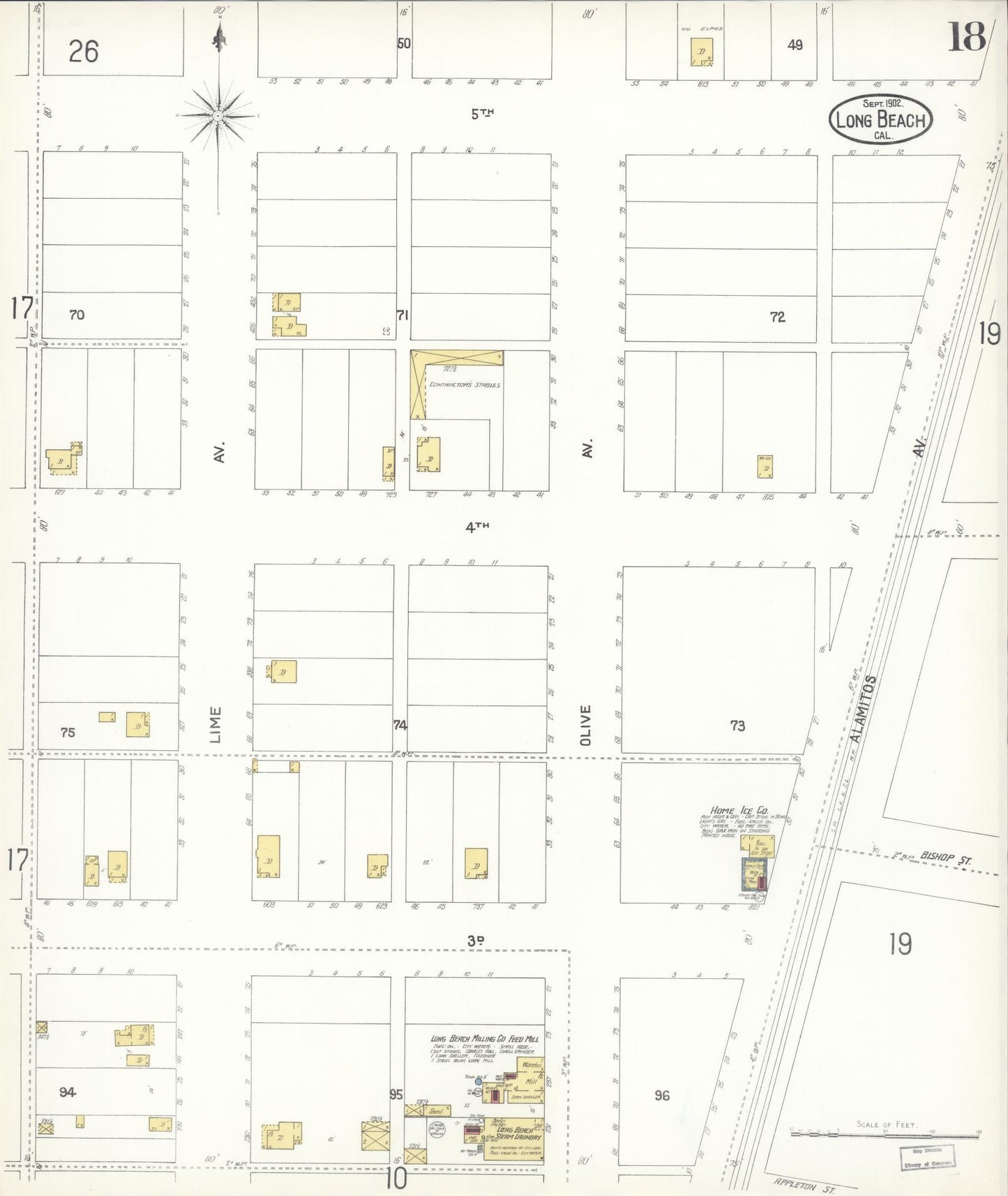 Sanborn Fire Insurance Map from Long Beach, Los Angeles County, California (1902), Sheet #0018 - Historic Sanborn Fire Insurance Map Print, vintage old map wall art, antique decor, genealogy gift, California California map