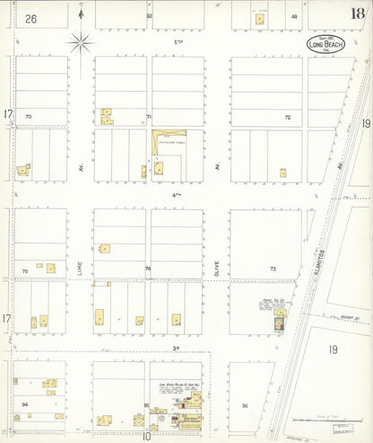 Sanborn Fire Insurance Map from Long Beach, Los Angeles County, California (1902), Sheet #0018 - Historic Sanborn Fire Insurance Map Print, vintage old map wall art, antique decor, genealogy gift, California California map