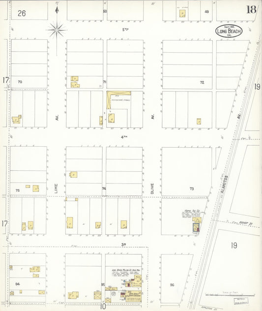 Sanborn Fire Insurance Map from Long Beach, Los Angeles County, California (1902), Sheet #0018 - Historic Sanborn Fire Insurance Map Print, vintage old map wall art, antique decor, genealogy gift, California California map