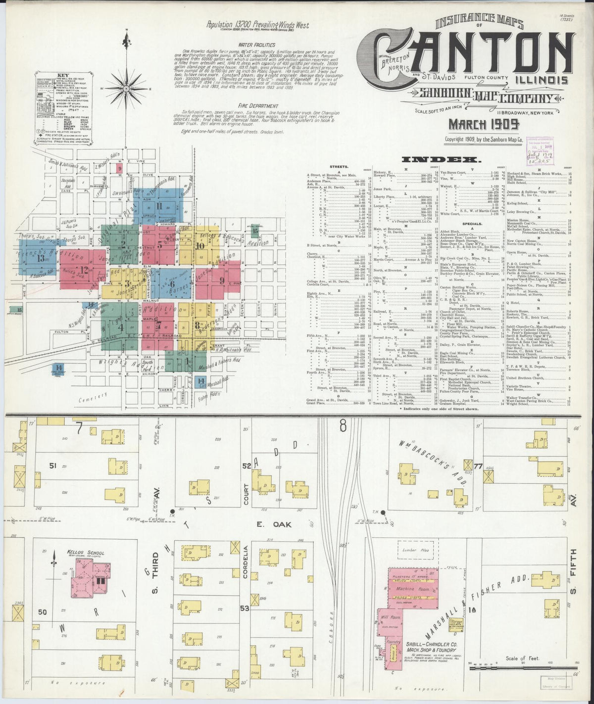 Sanborn Fire Insurance Map from Canton, Fulton County, Illinois (1909), Sheet #0001 - Complete Map Set gallery image, historic Sanborn map, vintage wall art, Illinois Illinois