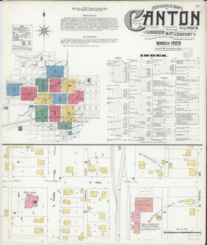 Sanborn Fire Insurance Map from Canton, Fulton County, Illinois (1909), Sheet #0001 - Complete Map Set gallery image, historic Sanborn map, vintage wall art, Illinois Illinois