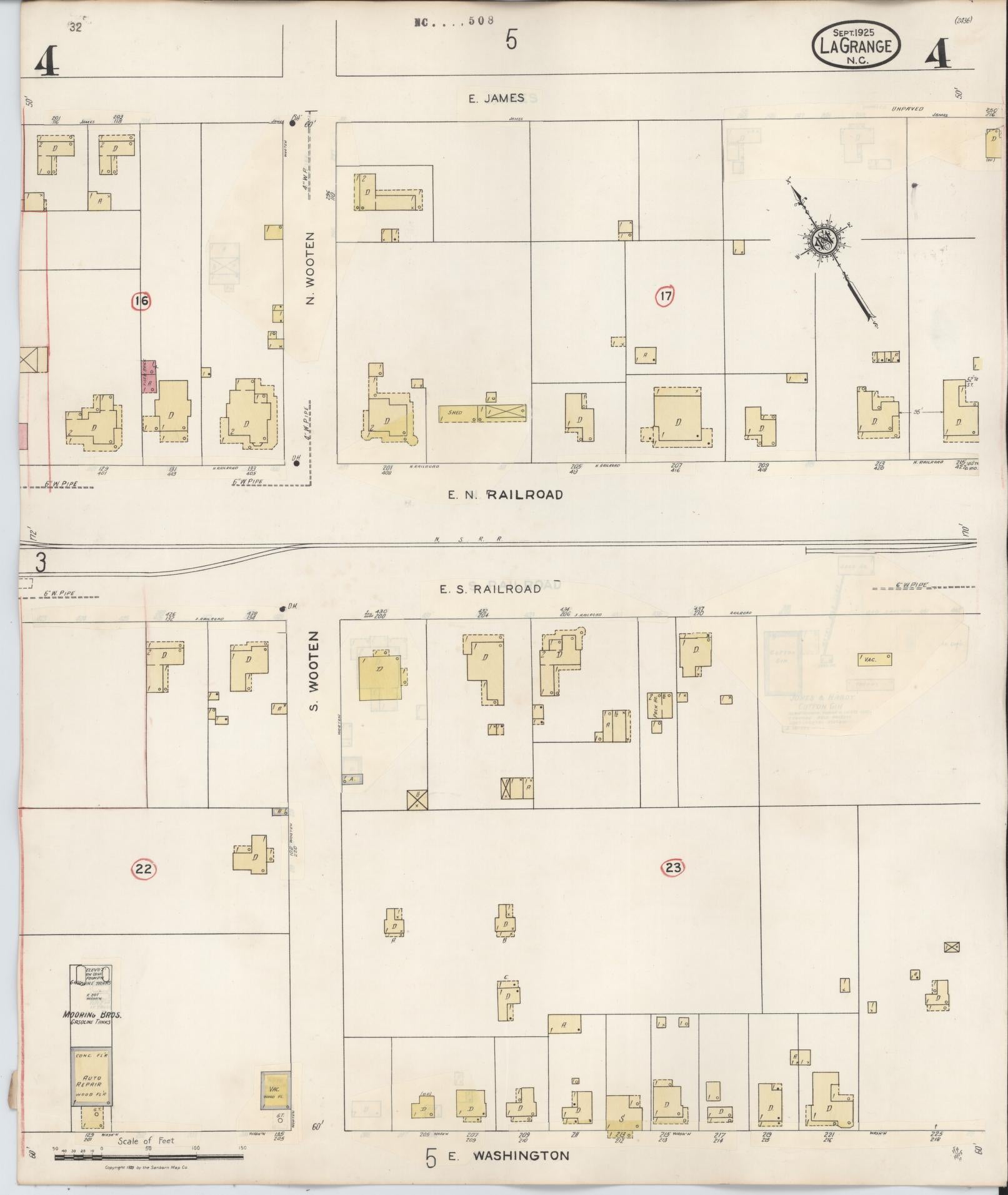 Sanborn Fire Insurance Map from La Grange, Lenoir County, North Carolina (1944), Sheet #0004 - Complete Map Set gallery image, historic Sanborn map, vintage wall art, North Carolina North Carolina