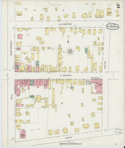 Sanborn Fire Insurance Map from Rhinebeck, Dutchess County, New York (1895), Sheet #0002 - Complete Map Set gallery image, historic Sanborn map, vintage wall art, New York New York