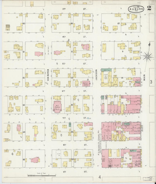 Sanborn Fire Insurance Map from Auburn, De Kalb County, Indiana (1896), Sheet #0002 - Historic Sanborn Fire Insurance Map Print, vintage old map wall art, antique decor, genealogy gift, Indiana Indiana map