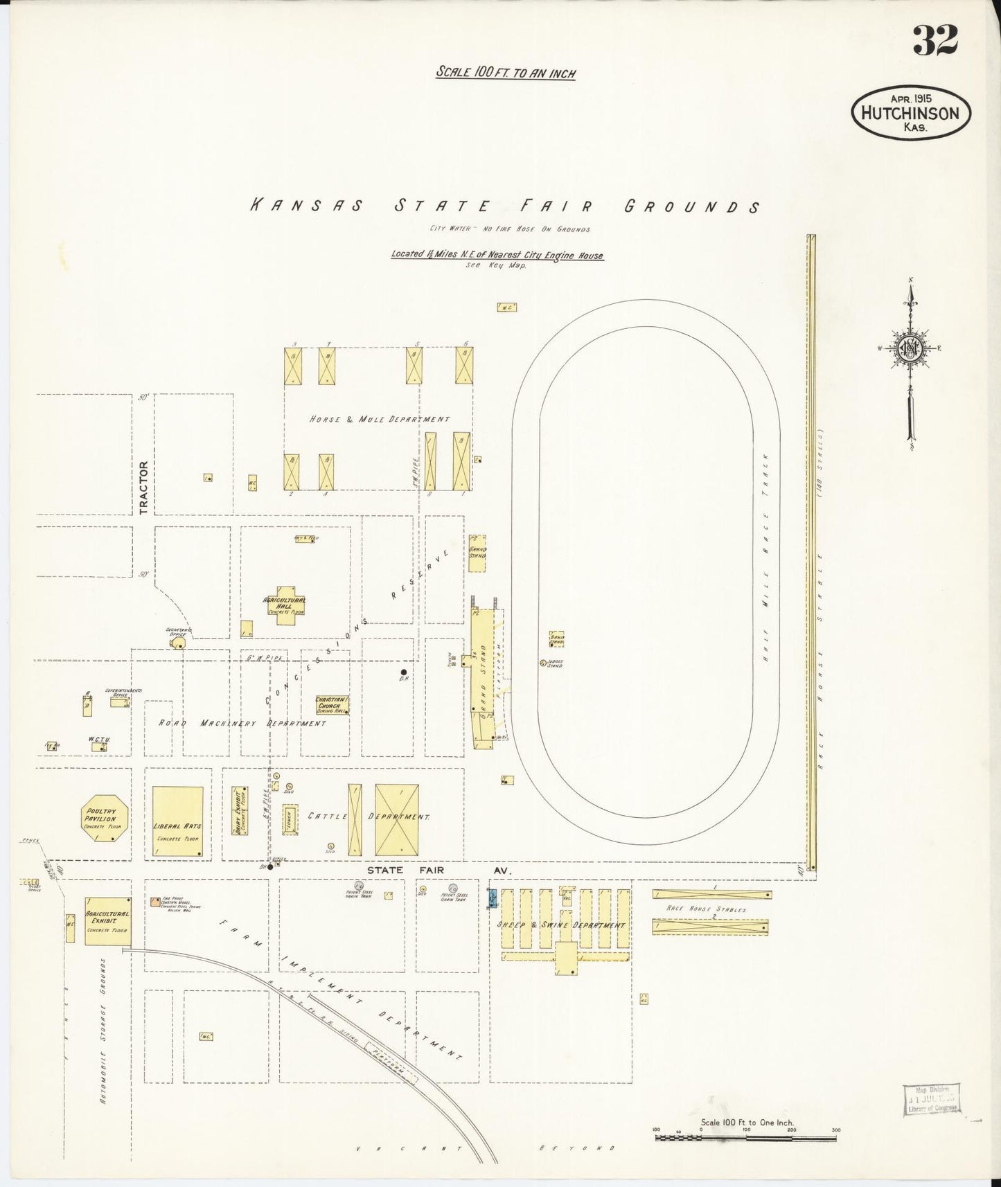 Sanborn Fire Insurance Map from Hutchinson, Reno County, Kansas (1915), Sheet #0033 - Historic Sanborn Fire Insurance Map Print, vintage old map wall art, antique decor, genealogy gift, Kansas Kansas map
