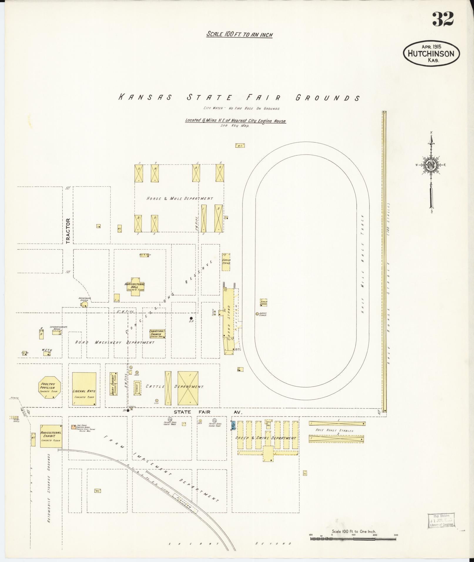 Sanborn Fire Insurance Map from Hutchinson, Reno County, Kansas (1915), Sheet #0033 - Historic Sanborn Fire Insurance Map Print, vintage old map wall art, antique decor, genealogy gift, Kansas Kansas map