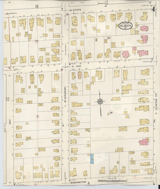 Sanborn Fire Insurance Map from Albion, Orleans County, New York (1941), Sheet #0004 - Historic Sanborn Fire Insurance Map Print, vintage old map wall art, antique decor, genealogy gift, New York New York map