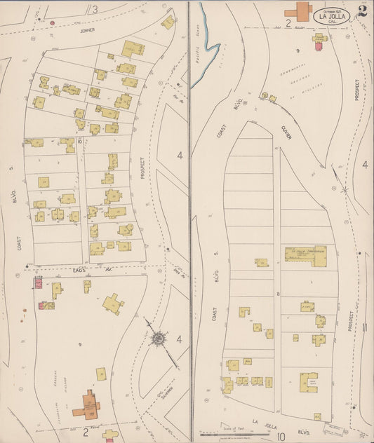 Sanborn Fire Insurance Map from La Jolla, San Diego County, California (1921), Sheet #0002 - Historic Sanborn Fire Insurance Map Print, vintage old map wall art, antique decor, genealogy gift, California California map