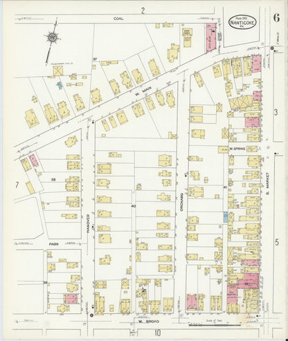 Sanborn Fire Insurance Map from Nanticoke, Luzerne County, Pennsylvania (1912), Sheet #0006 - Historic Sanborn Fire Insurance Map Print, vintage old map wall art, antique decor, genealogy gift, Pennsylvania Pennsylvania map