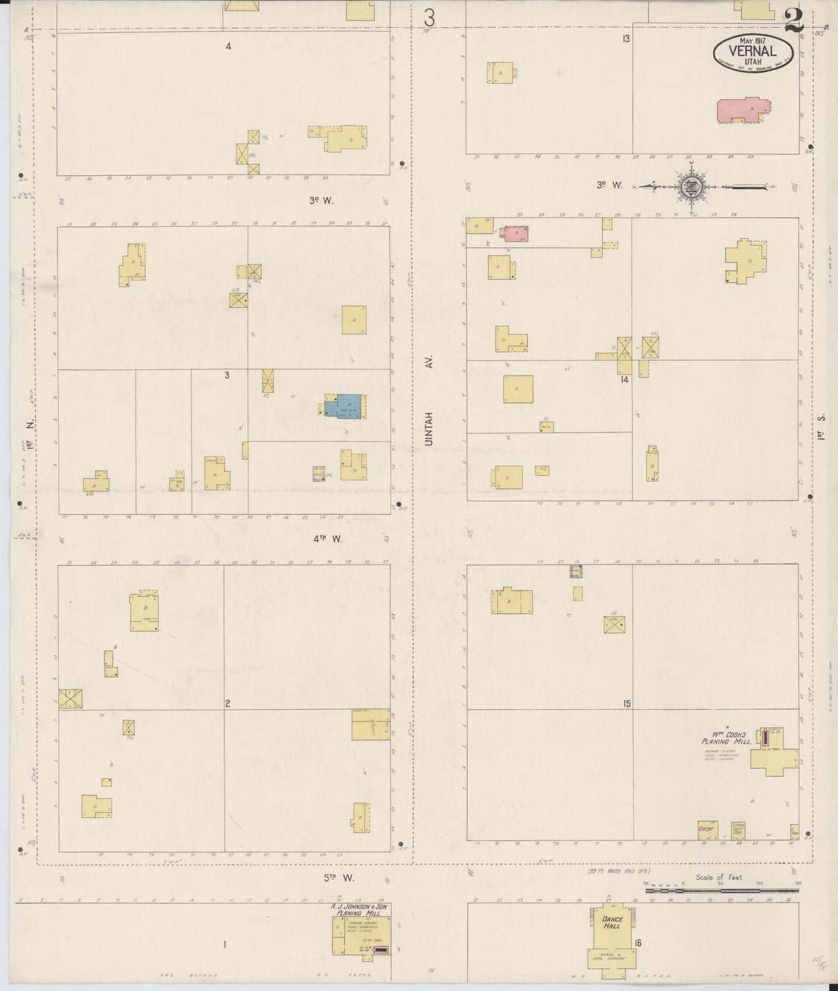 Sanborn Fire Insurance Map from Vernal, Uintah County, Utah (1917), Sheet #0002 - Historic Sanborn Fire Insurance Map Print, vintage old map wall art, antique decor, genealogy gift, Utah Utah map
