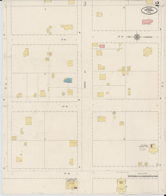 Sanborn Fire Insurance Map from Vernal, Uintah County, Utah (1917), Sheet #0002 - Historic Sanborn Fire Insurance Map Print, vintage old map wall art, antique decor, genealogy gift, Utah Utah map