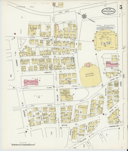 Sanborn Fire Insurance Map from Chautauqua, Chautauqua County, New York (1912), Sheet #0005 - Historic Sanborn Fire Insurance Map Print, vintage old map wall art, antique decor, genealogy gift, New York New York map