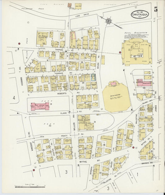 Sanborn Fire Insurance Map from Chautauqua, Chautauqua County, New York (1912), Sheet #0005 - Historic Sanborn Fire Insurance Map Print, vintage old map wall art, antique decor, genealogy gift, New York New York map