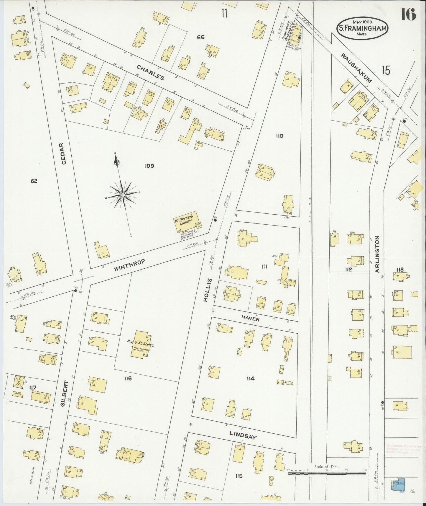 Sanborn Fire Insurance Map from South Farmington, Middlesex County, Massachusetts (1909), Sheet #0016 - Complete Map Set gallery image, historic Sanborn map, vintage wall art, Massachusetts Massachusetts