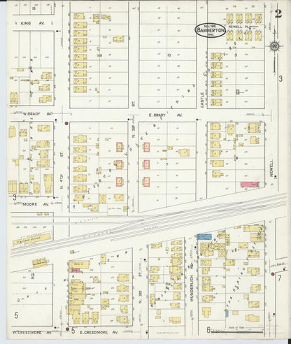 Sanborn Fire Insurance Map from Barberton, Summit County, Ohio (1916), Sheet #0002 - Historic Sanborn Fire Insurance Map Print, vintage old map wall art, antique decor, genealogy gift, Ohio Ohio map