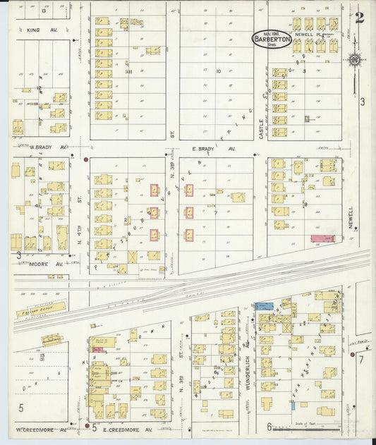 Sanborn Fire Insurance Map from Barberton, Summit County, Ohio (1916), Sheet #0002 - Historic Sanborn Fire Insurance Map Print, vintage old map wall art, antique decor, genealogy gift, Ohio Ohio map