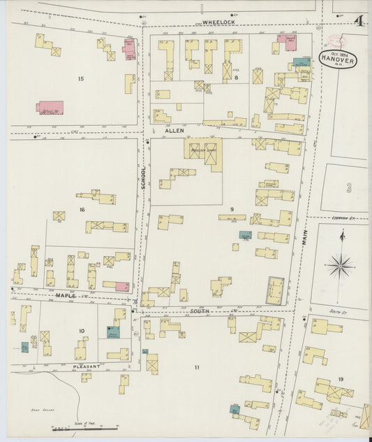 Sanborn Fire Insurance Map from Hanover, Grafton County, New Hampshire (1894), Sheet #0004 - Historic Sanborn Fire Insurance Map Print, vintage old map wall art, antique decor, genealogy gift, New Hampshire New Hampshire map