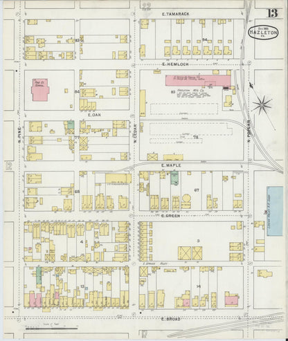 Sanborn Fire Insurance Map from Hazleton, Luzerne County, Pennsylvania (1895), Sheet #0013 - Complete Map Set gallery image, historic Sanborn map, vintage wall art, Pennsylvania Pennsylvania