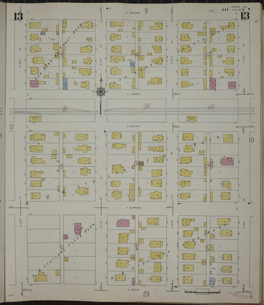 Sanborn Fire Insurance Map from Herrin, Williamson County, Illinois (1947), Sheet #0013 - Historic Sanborn Fire Insurance Map Print, vintage old map wall art, antique decor, genealogy gift, Illinois Illinois map