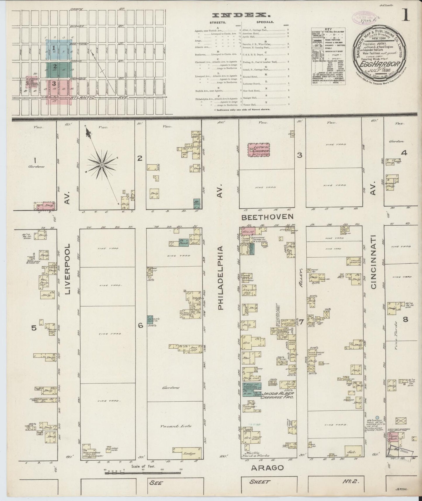Sanborn Fire Insurance Map from Egg Harbor City, Atlantic County, New Jersey. (1886) – Historic Sanborn Fire Insurance Map Print