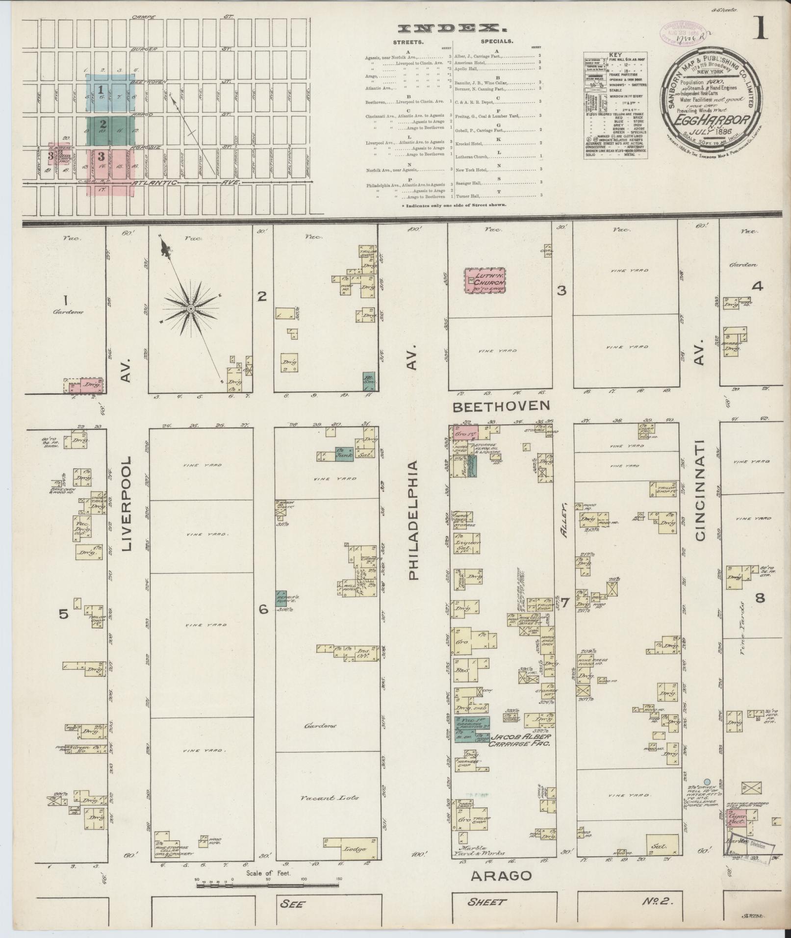 Sanborn Fire Insurance Map from Egg Harbor City, Atlantic County, New Jersey. (1886) – Historic Sanborn Fire Insurance Map Print