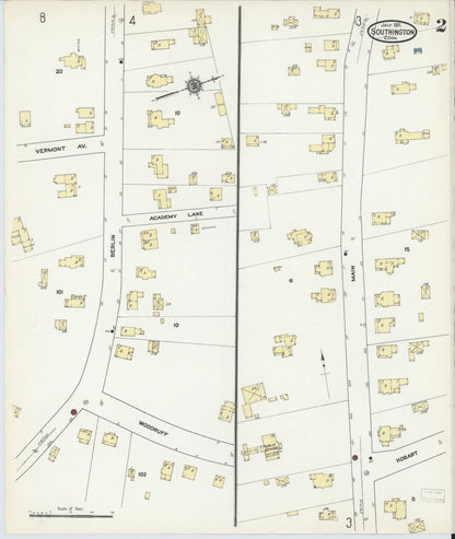 Sanborn Fire Insurance Map from Southington, Hartford County, Connecticut (1911), Sheet #0002 - Complete Map Set gallery image, historic Sanborn map, vintage wall art, Connecticut Connecticut