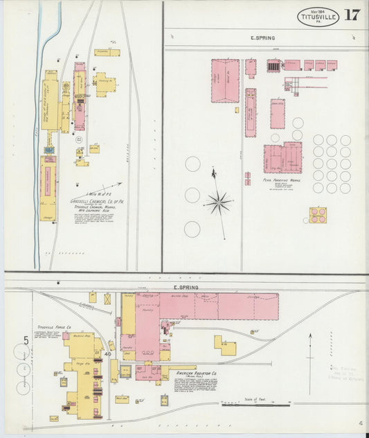 Sanborn Fire Insurance Map from Titusville, Crawford County, Pennsylvania (1904), Sheet #0017 - Historic Sanborn Fire Insurance Map Print, vintage old map wall art, antique decor, genealogy gift, Pennsylvania Pennsylvania map