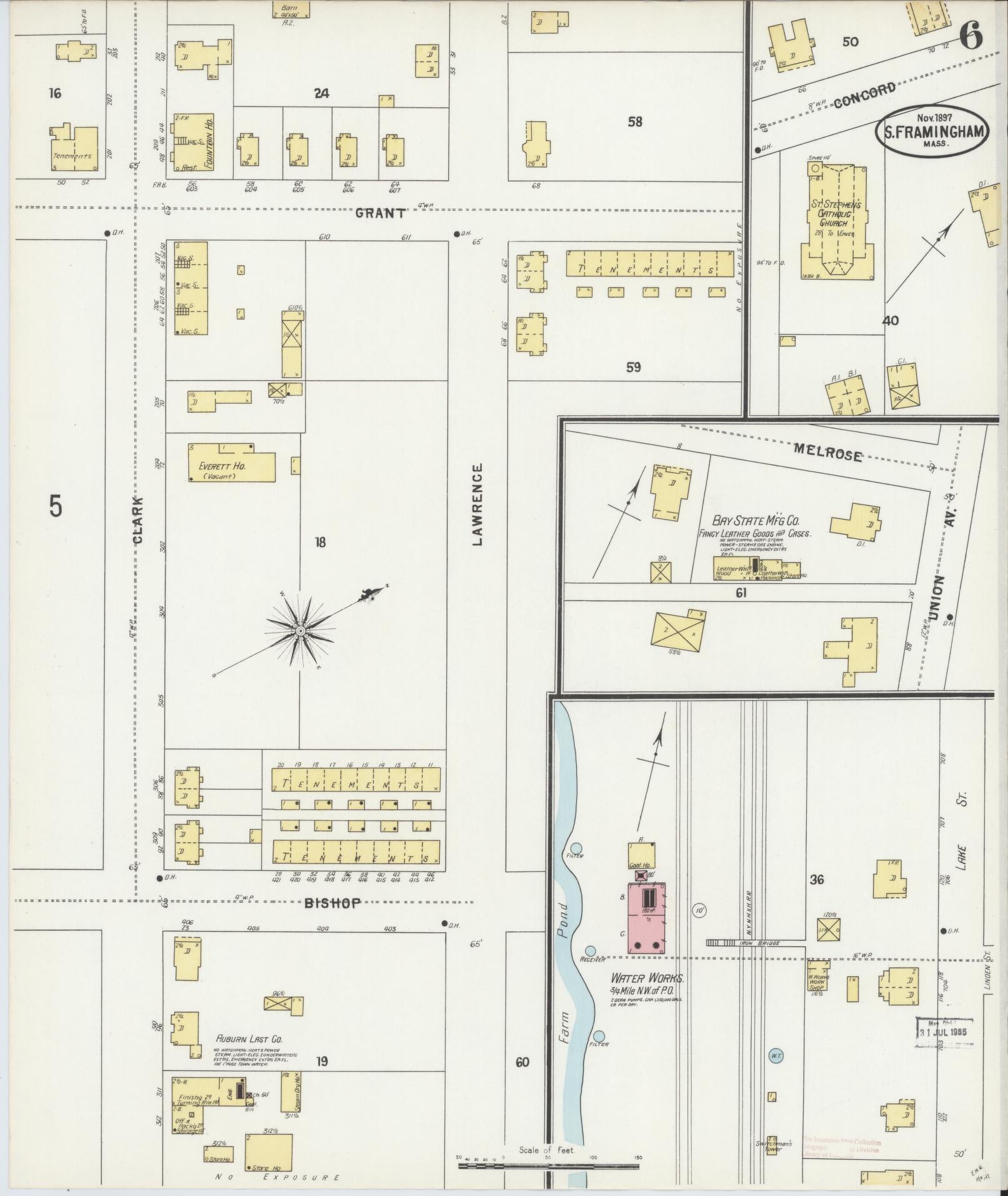 Sanborn Fire Insurance Map from South Farmington, Middlesex County, Massachusetts (1897), Sheet #0006 - Historic Sanborn Fire Insurance Map Print, vintage old map wall art, antique decor, genealogy gift, Massachusetts Massachusetts map