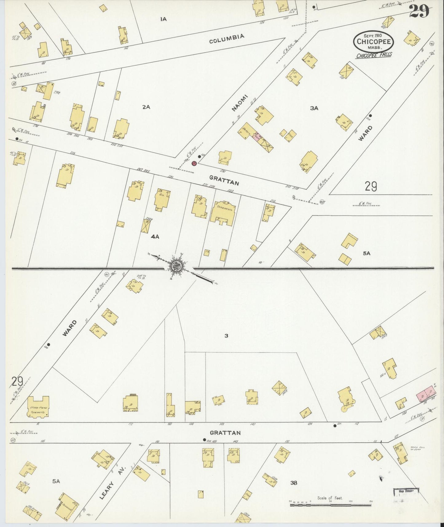 Sanborn Fire Insurance Map from Chicopee, Hampden County, Massachusetts (1910), Sheet #0029 - Historic Sanborn Fire Insurance Map Print, vintage old map wall art, antique decor, genealogy gift, Massachusetts Massachusetts map