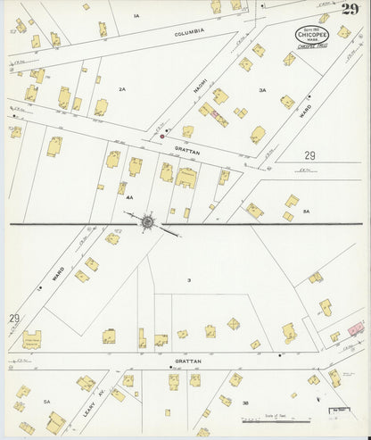 Sanborn Fire Insurance Map from Chicopee, Hampden County, Massachusetts (1910), Sheet #0029 - Historic Sanborn Fire Insurance Map Print, vintage old map wall art, antique decor, genealogy gift, Massachusetts Massachusetts map